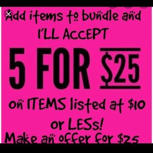 5 items under 10.00 for 25.00